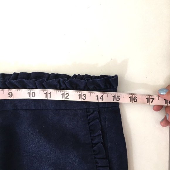 J. Crew Factory Navy Blue Ruffle High Rise Linen Blend Shorts Sz 4 - Picture 7 of 10